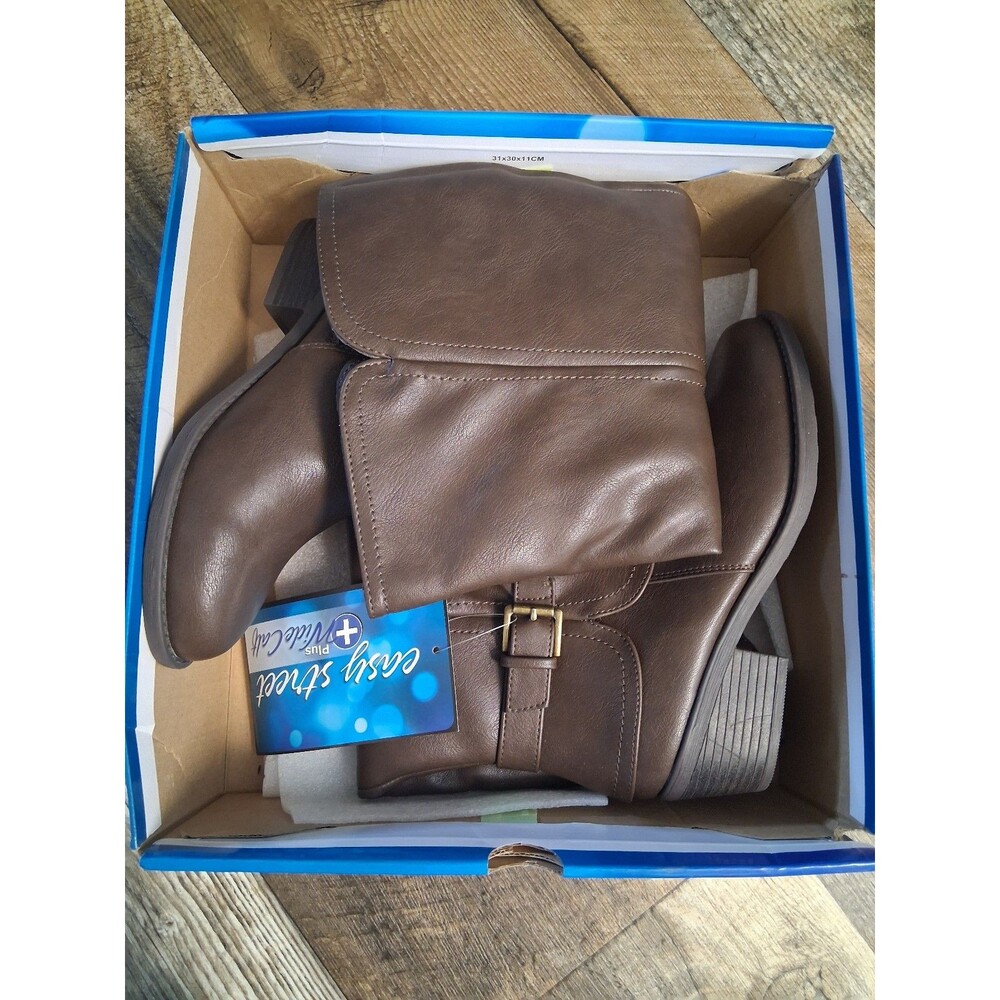 NEW! Women's Easy Street Tenille Wide Shafted Zip Boots, Brown Size 6.5WW - Picture 2 of 12
